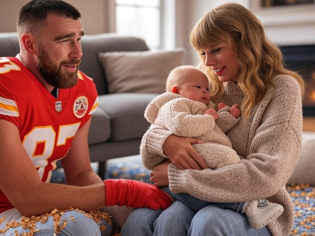 Broken Strings: Taylor Swift’s Secret Baby Shocks Travis Kelce to Tears:In a twist more dramatic than a bridge in a Taylor Swift ballad, pop icon Taylor Swift has reportedly welcomed a child—*without a wedding ring in sight.* The news, kept under tight wraps for months, allegedly blindsided NFL superstar and Swift’s rumored fiancé, Travis Kelce, sending shockwaves through both fanbases and prompting an emotional fallout that sources say left Kelce in tears...See More