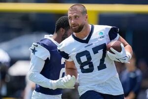Jake Ferguson reveals the ultimate highlight of his Cowboys offseason — a memorable moment with Taylor Swift...See More