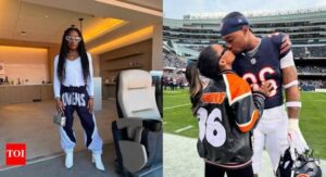 Simone Biles shows off chic game-day fit while shouting ‘Bear Down’ before Bears-Packers clash...See more
