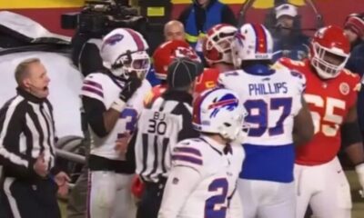 Taunting Travis Kelce headbutted over Patrick Mahomes as Taylor Swift watches on…..see more